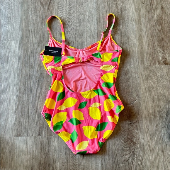 Kate Spade One Piece Swimsuit M Sea Star Underwire Lemons Pink Summer - Picture 5 of 8